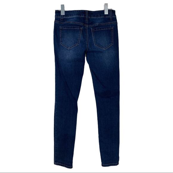 Harper Dark Wash Distressed Destroyed Mid Rise Skinny Jeans Women's Size 27 - Picture 2 of 7